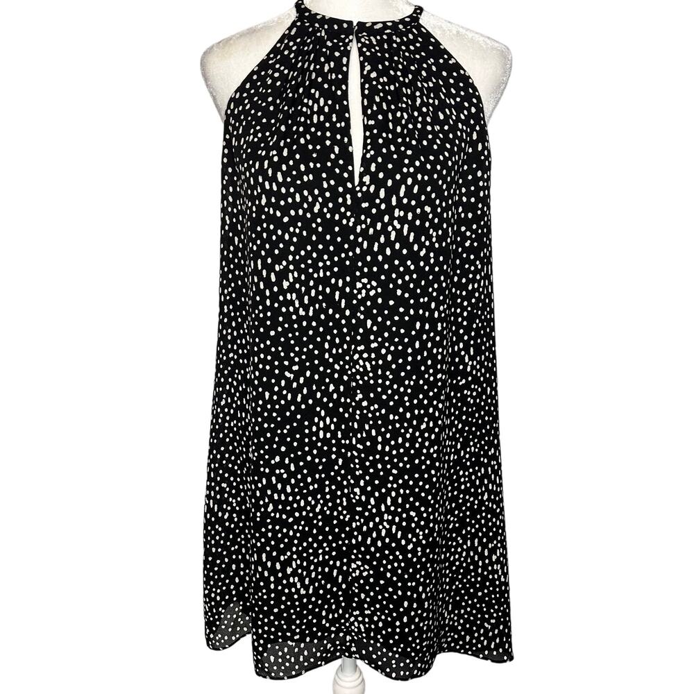 A.L.C. Black 100% Silk White Polka Dot‎ Shift Designer Dress Women's Size 6